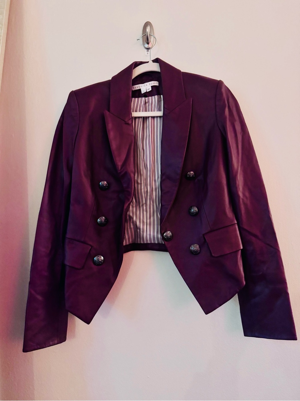Veronica Beard Lamb Leather Blazer